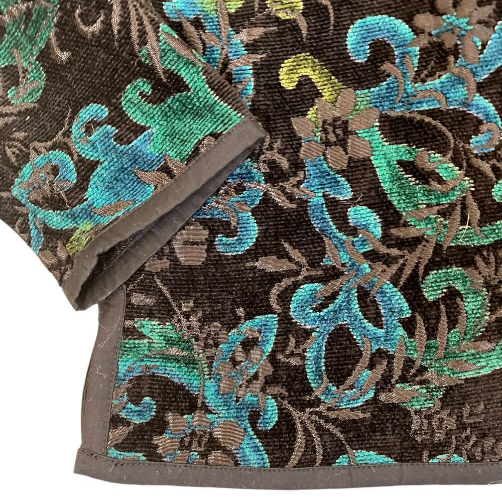 Coldwater Creek Sz XS Pet Brocade Reversible Tapestry Jacket Blazer Green Black - Picture 9 of 16